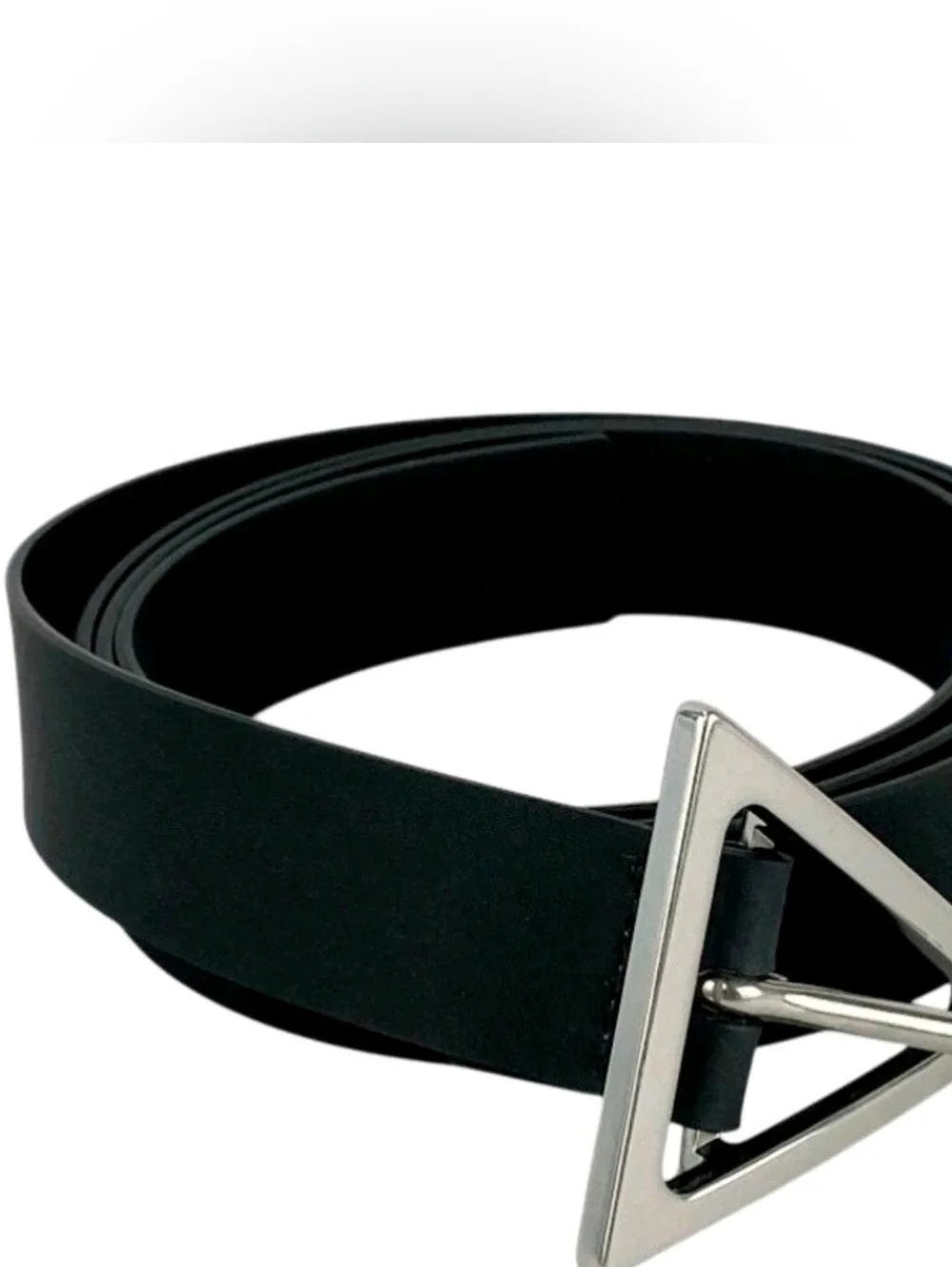 Bottega Veneta Triangle Black Matte Gummy Rubber Belt Size 40 NIB